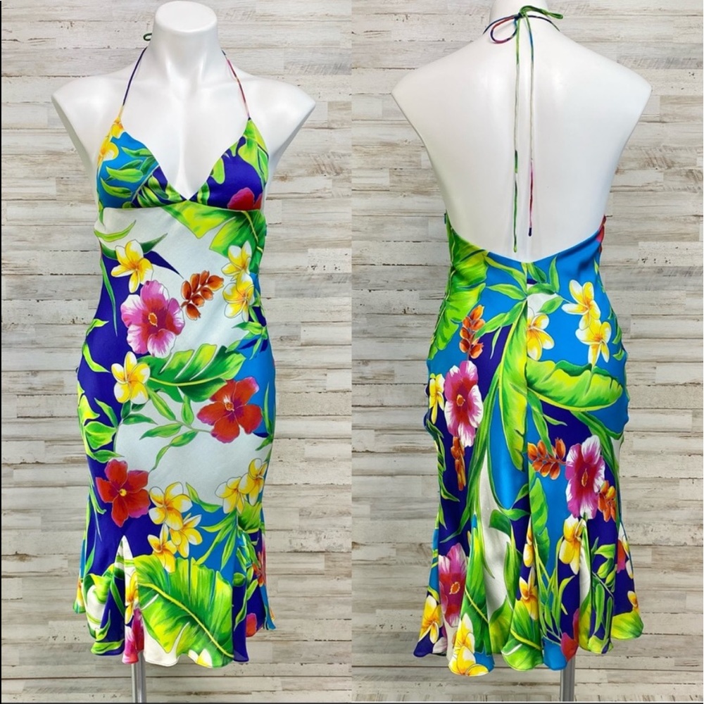 Ralph Lauren Collection Purple Label Floral Tropical Silk Halter Dress 2